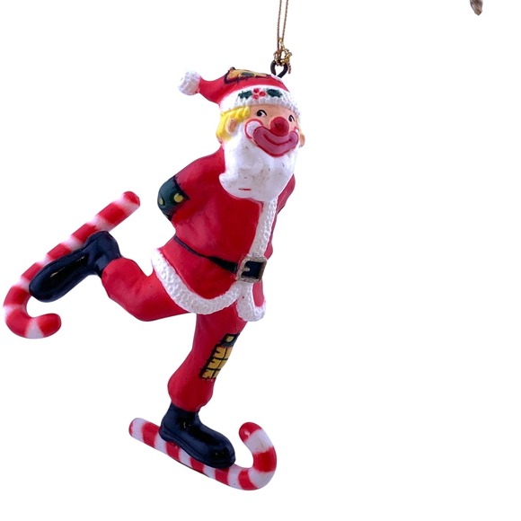 Vintage Enesco Santa Clown Ornaments Set 3 Hong Kong 1986 Christmas Candy Cane - Picture 4 of 10